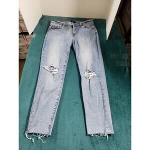 Gap Jeans Size 10 Womens Blue Denim Stretch Pants Fray Hem Mid Rise Jegging